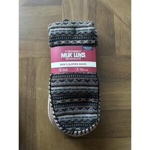 MUK LUKS Mens Slipper Socks Size L/XL Shoe Size 11-13 Brown Warm Cozy NEW